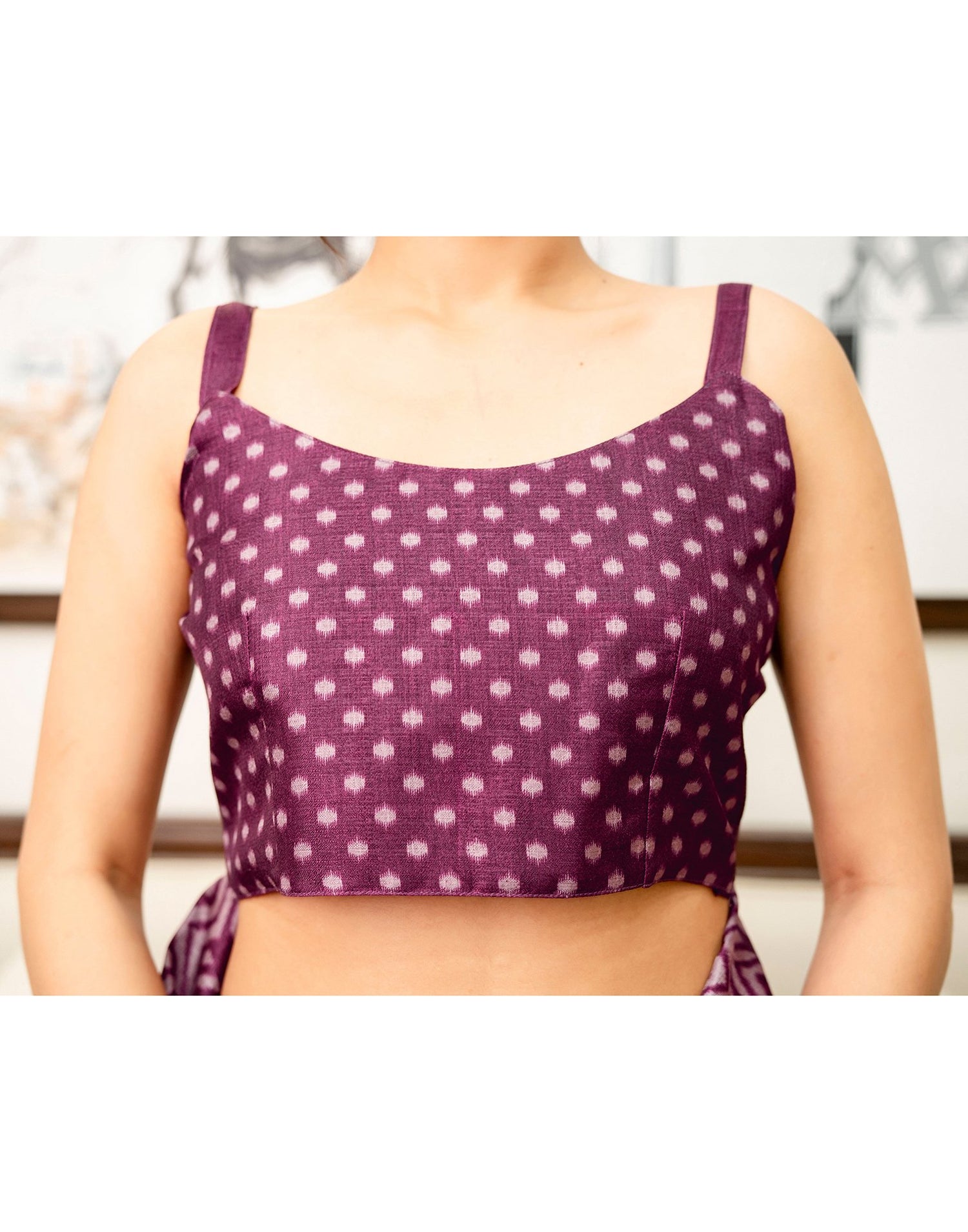 Off White Khadi Ikkat Printed Saree 