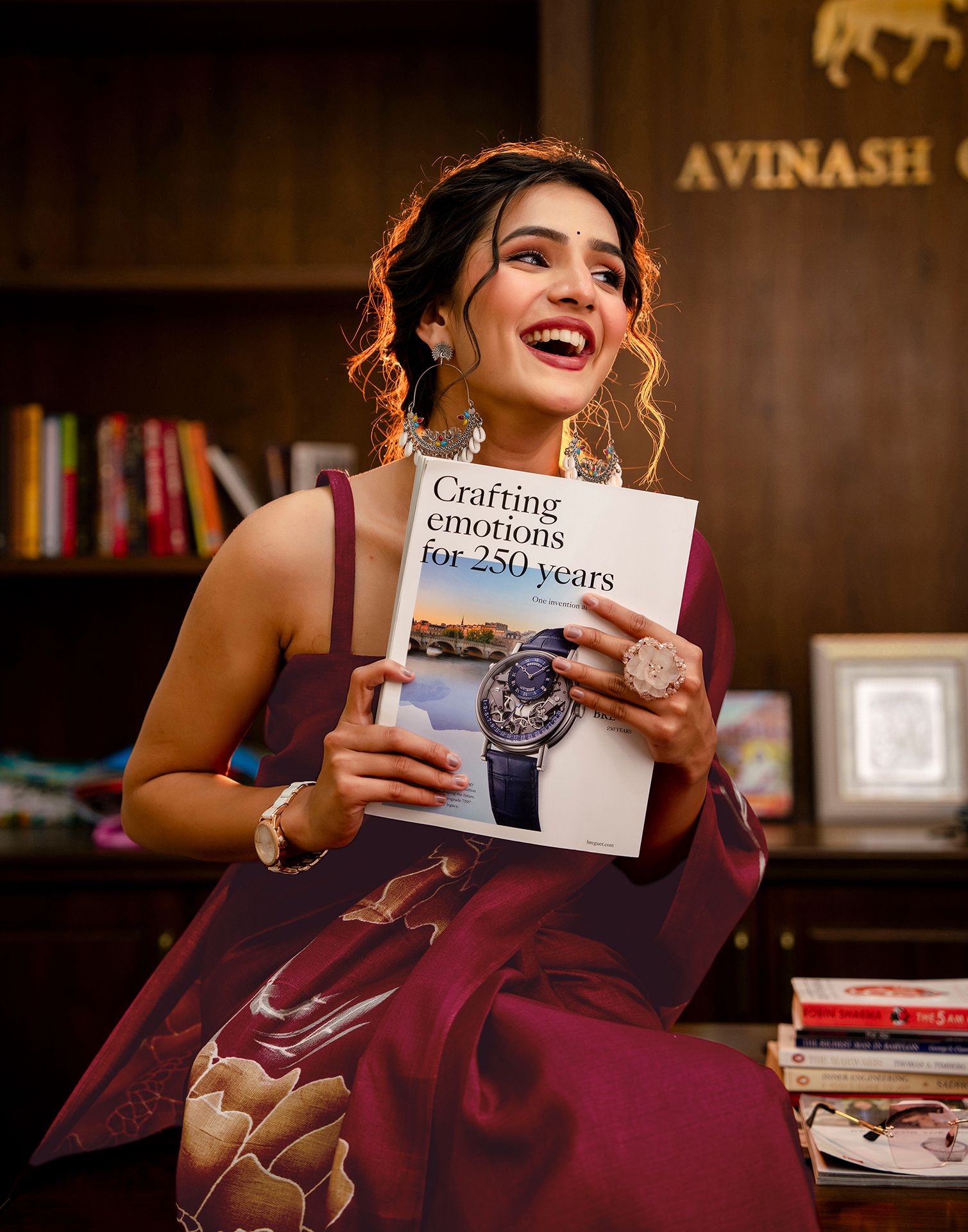 Maroon Khadi Floral Printed Saree