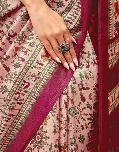 Peach Khadi Printed Saree