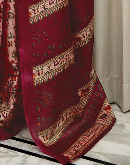 Peach Khadi Printed Saree