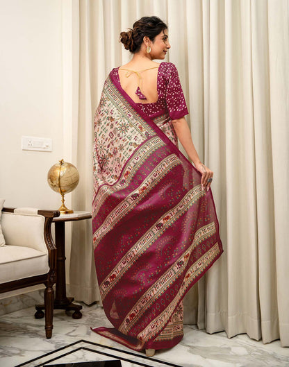 Peach Khadi Printed Saree