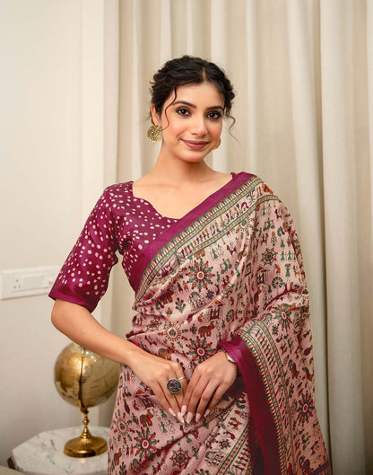 Peach Khadi Printed Saree