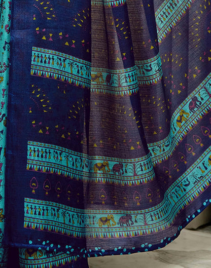 Turquoise Khadi Printed Saree