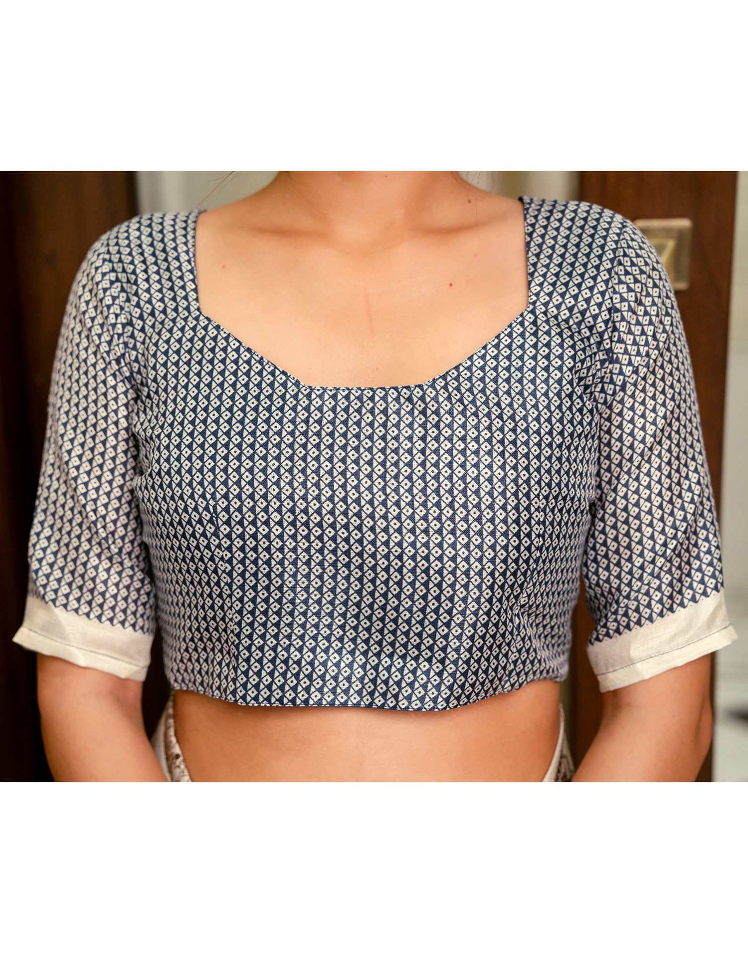 Blue Khadi Printed Saree