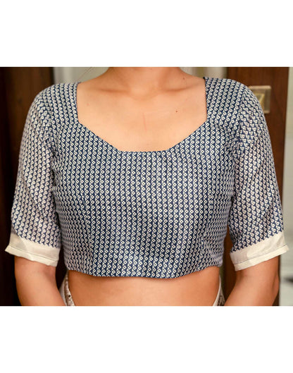 Blue Khadi Printed Saree