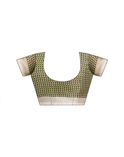 Mehandi Green Khadi Printed Saree