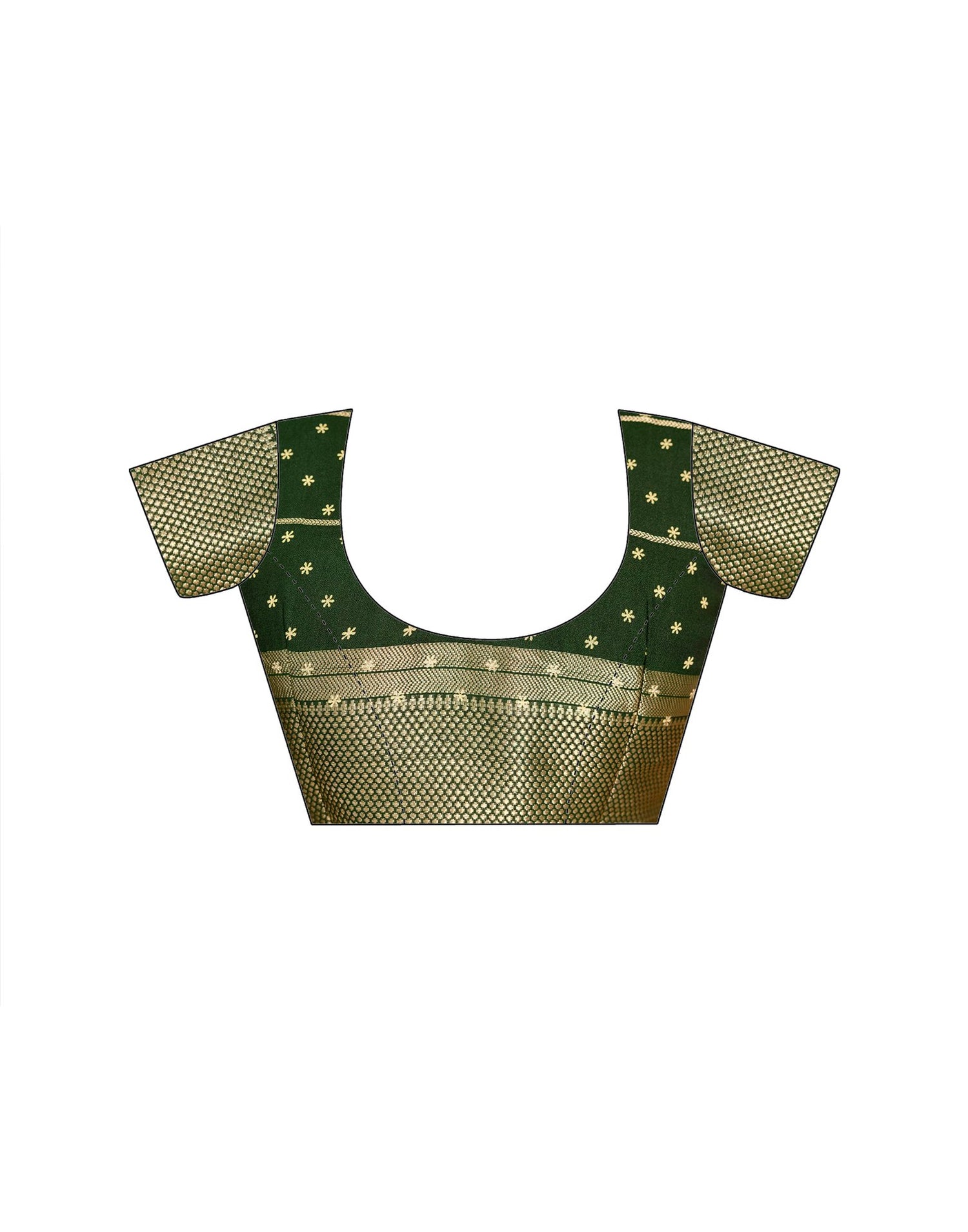 Green Georgette Printed Zari Stripe Saree 