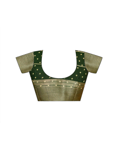 Green Georgette Printed Zari Stripe Saree 