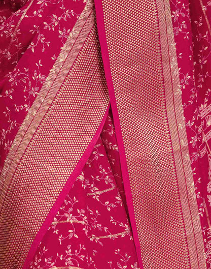 Rani Pink Georgette Printed Zari Stripe Saree