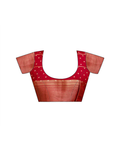 Red Georgette Printed Zari Stripe Saree 