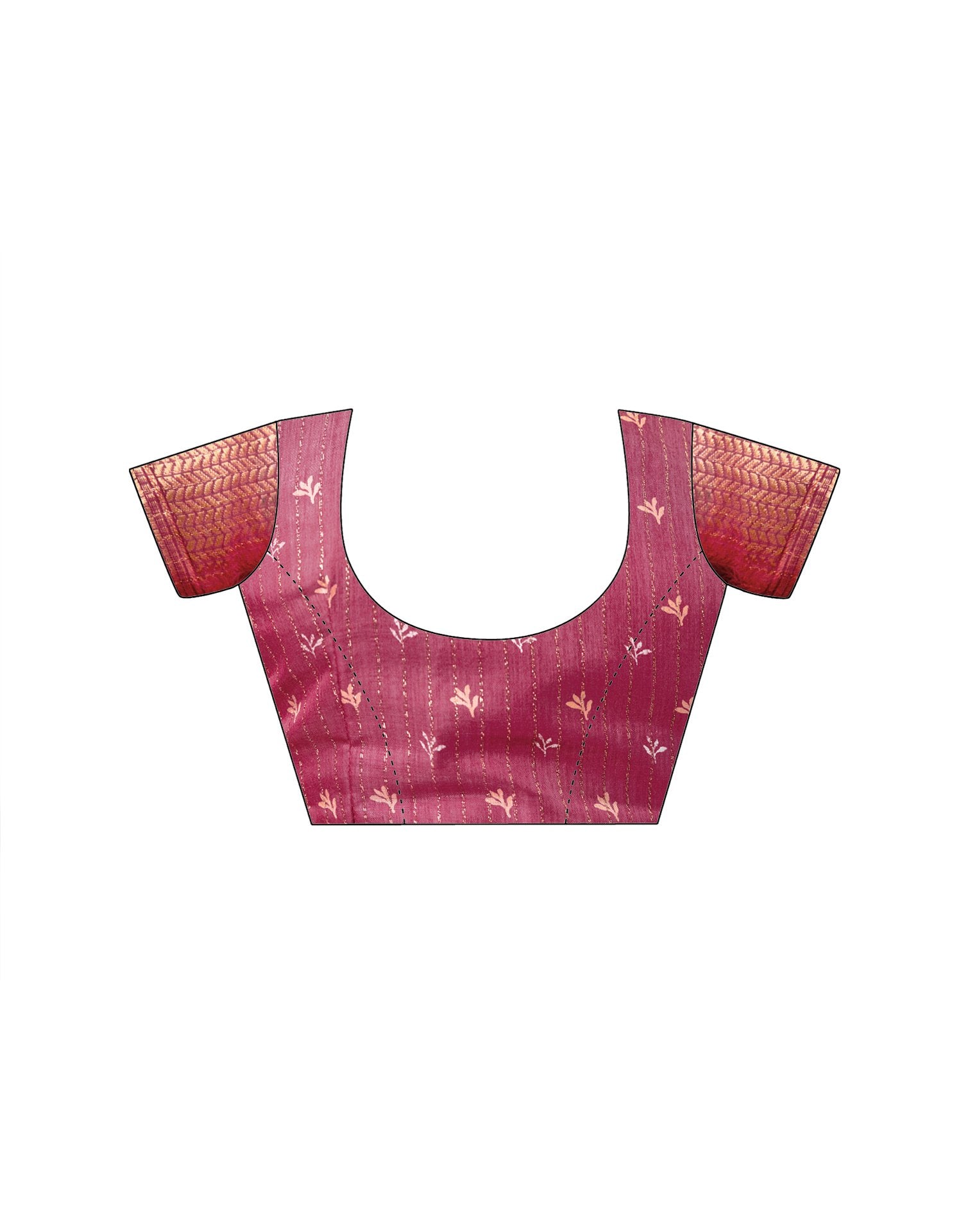 Dark Mauve Silk Printed Zari Stripe Saree