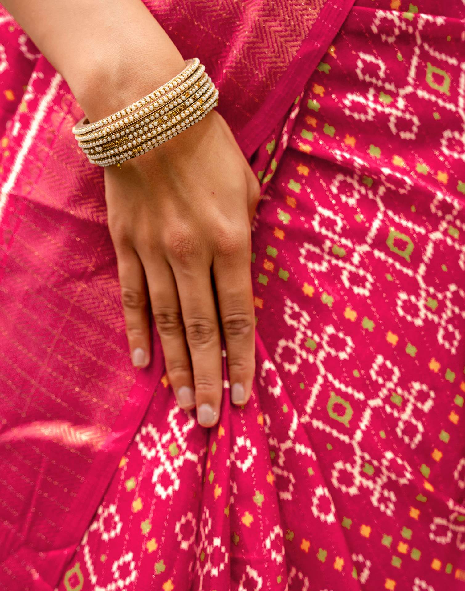 Pink Silk Printed Zari Stripe Saree 