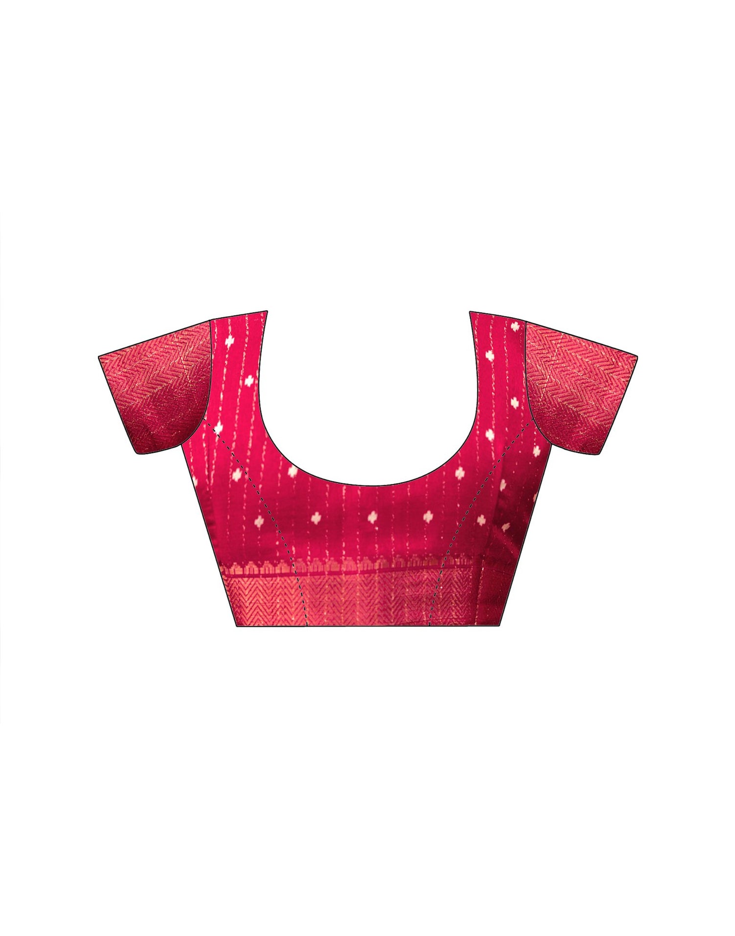 Pink Silk Printed Zari Stripe Saree 