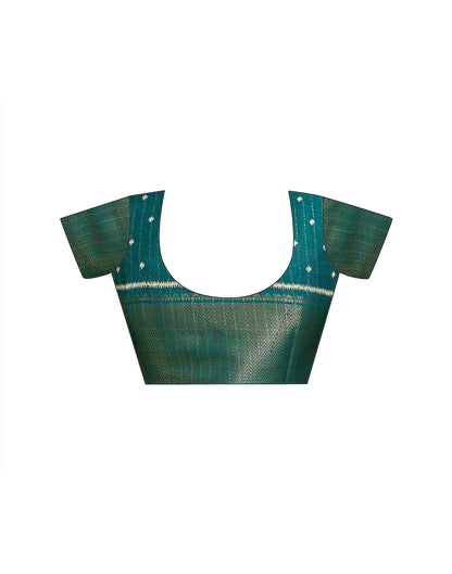 Green Silk Printed Zari Stripe Saree 