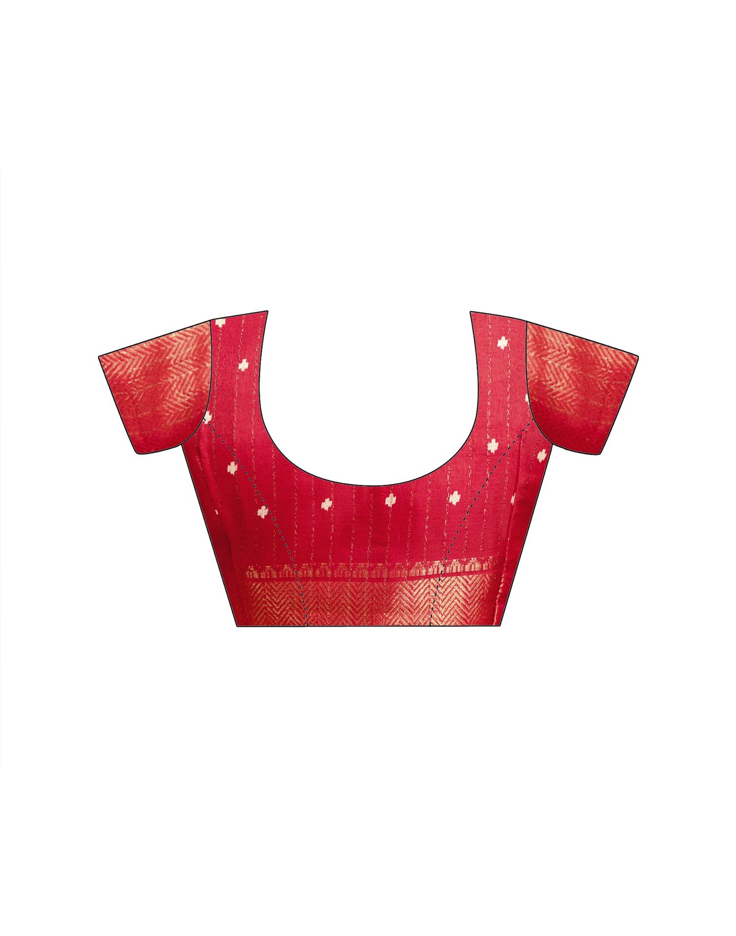 Red Silk Printed Zari Stripe Saree 