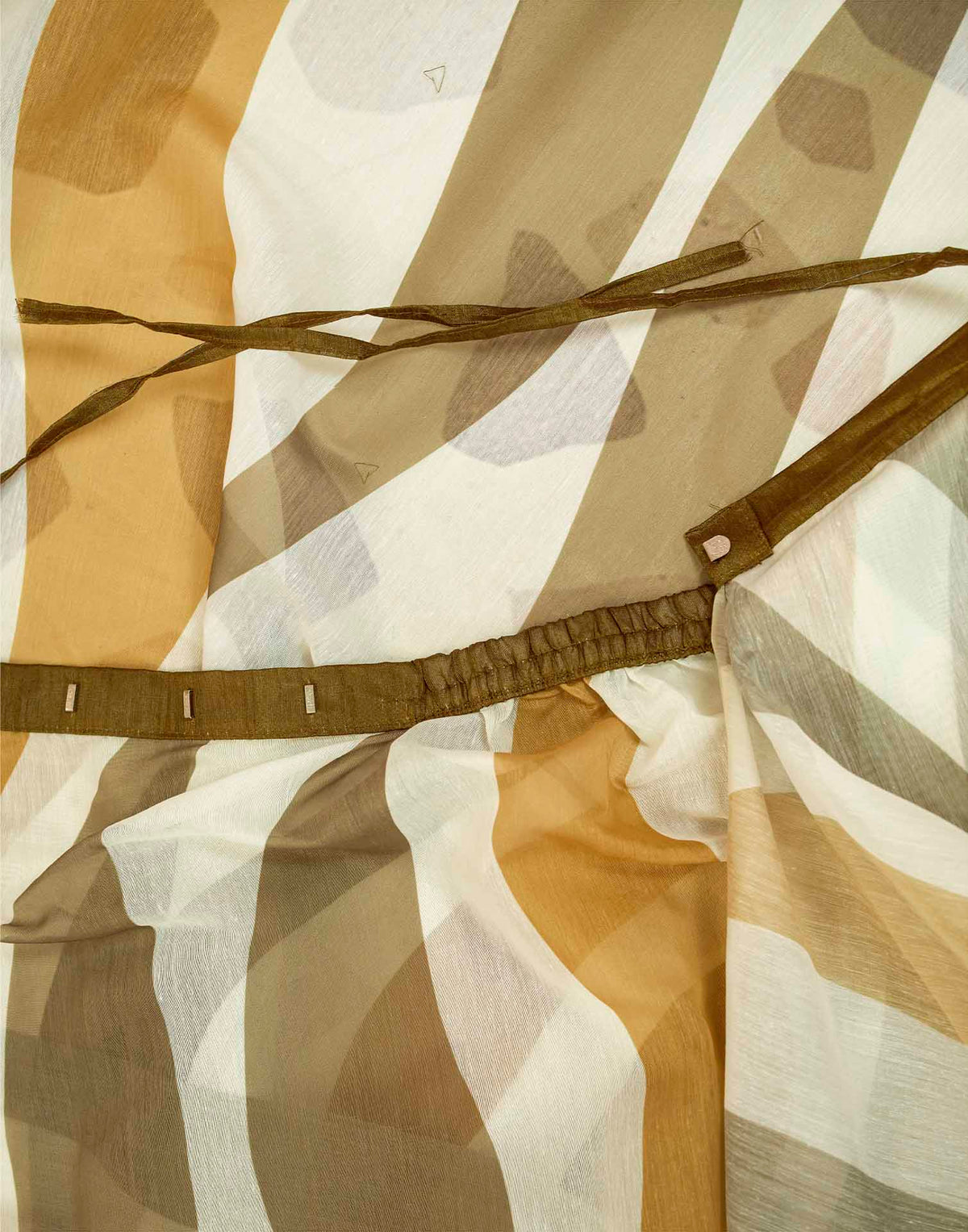 Ready To Wear Beige Linen Printed Saree