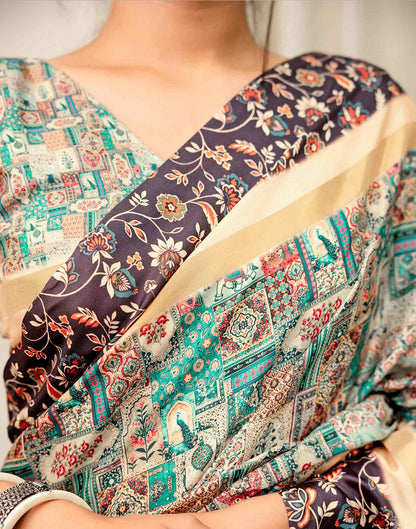 Multicoloured Silk Kalamkari Printed Saree