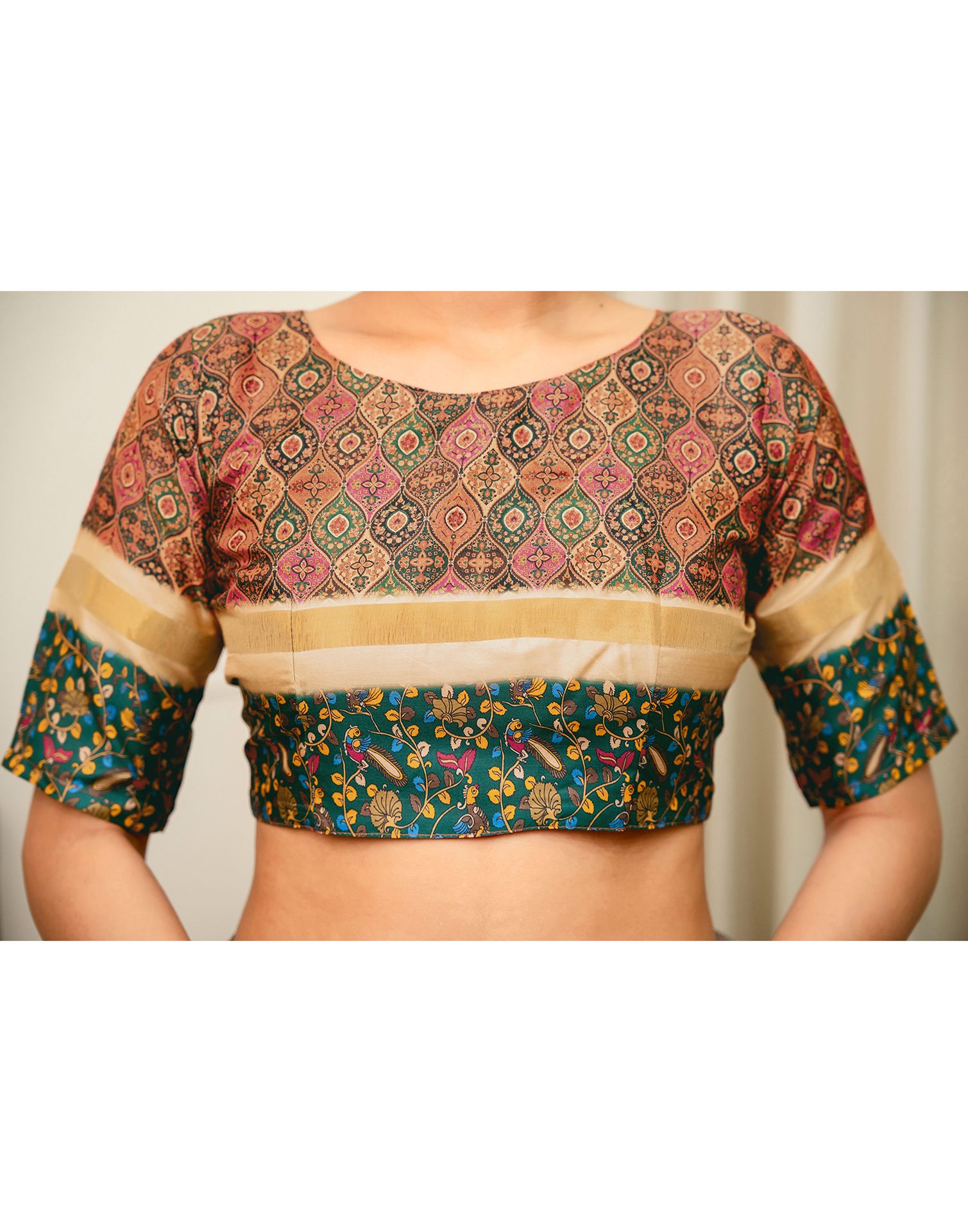 Coral Pink Silk Printed Saree