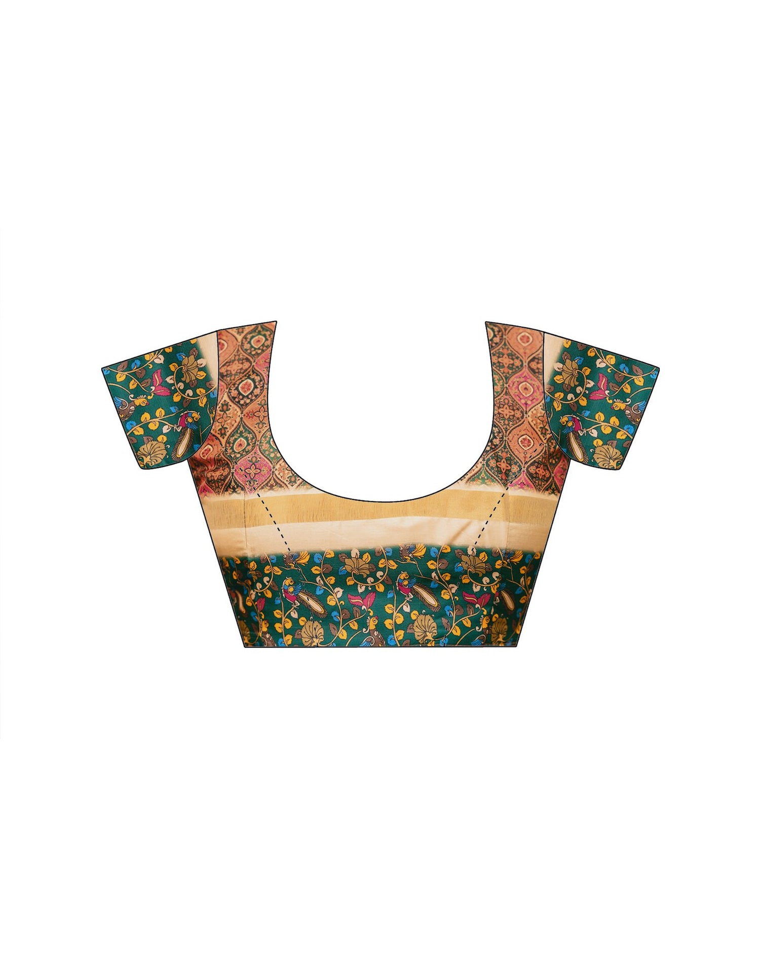 Coral Pink Silk Printed Saree