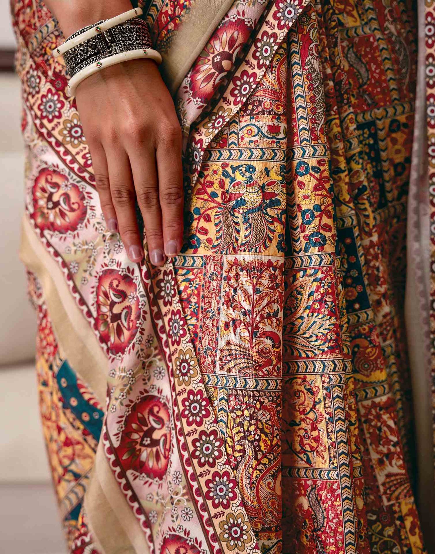 Multicoloured Silk Printed Saree