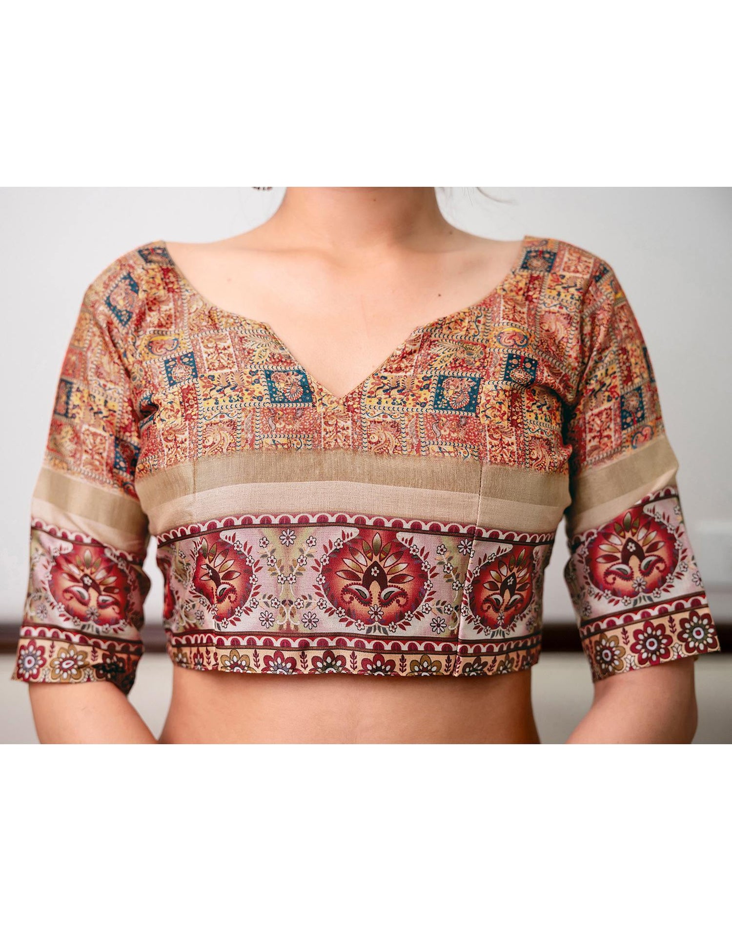 Multicoloured Silk Printed Saree