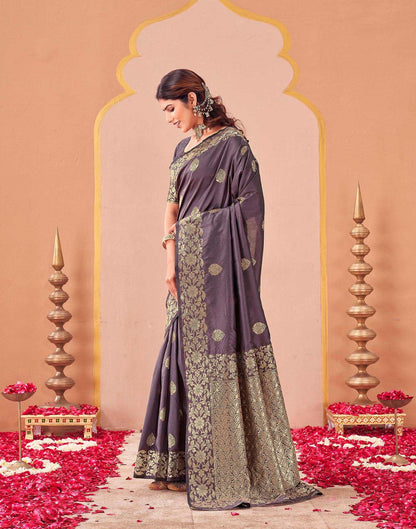 Dusty Purple Silk Woven Banarasi Saree