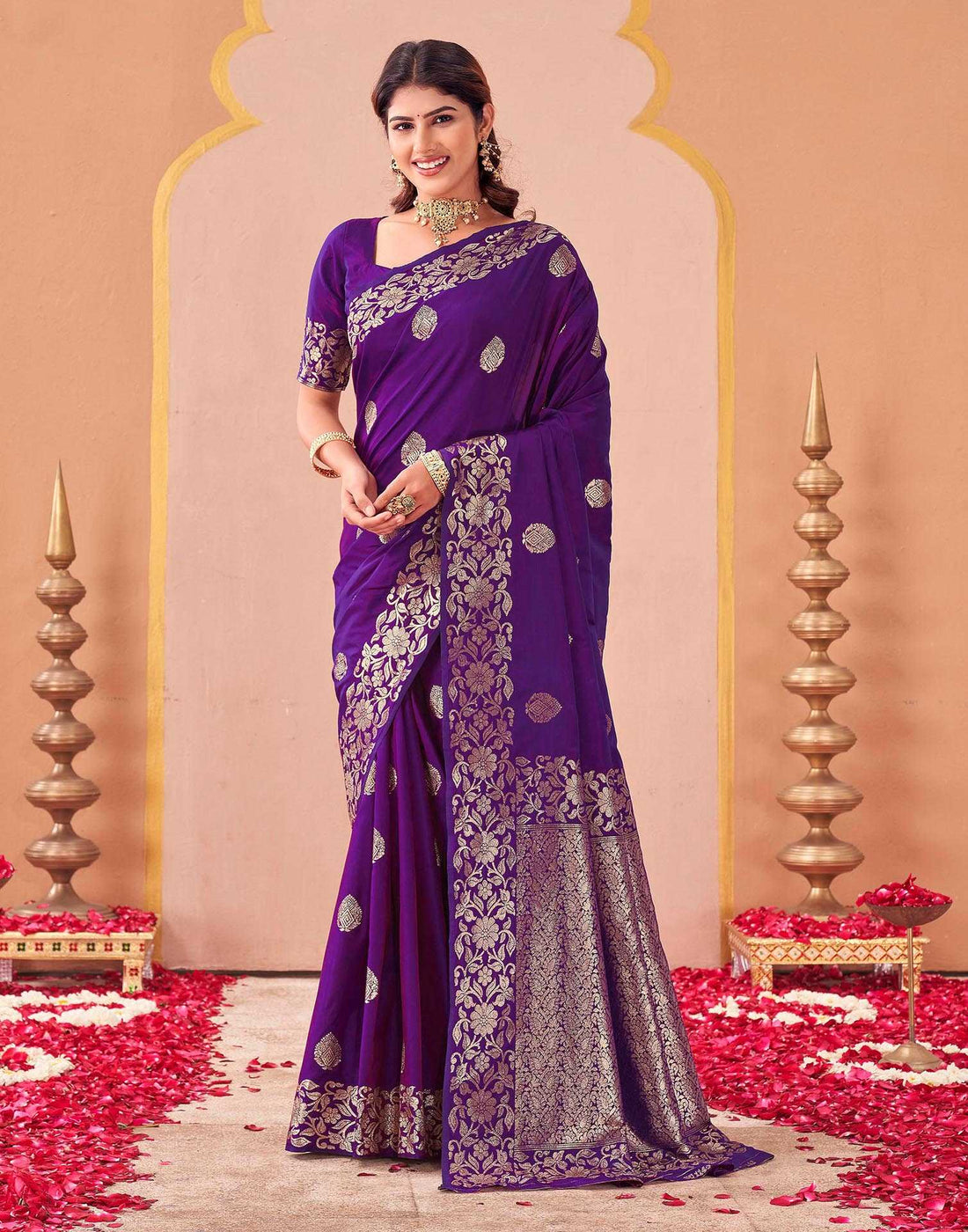 Purple Silk Woven Banarasi Saree