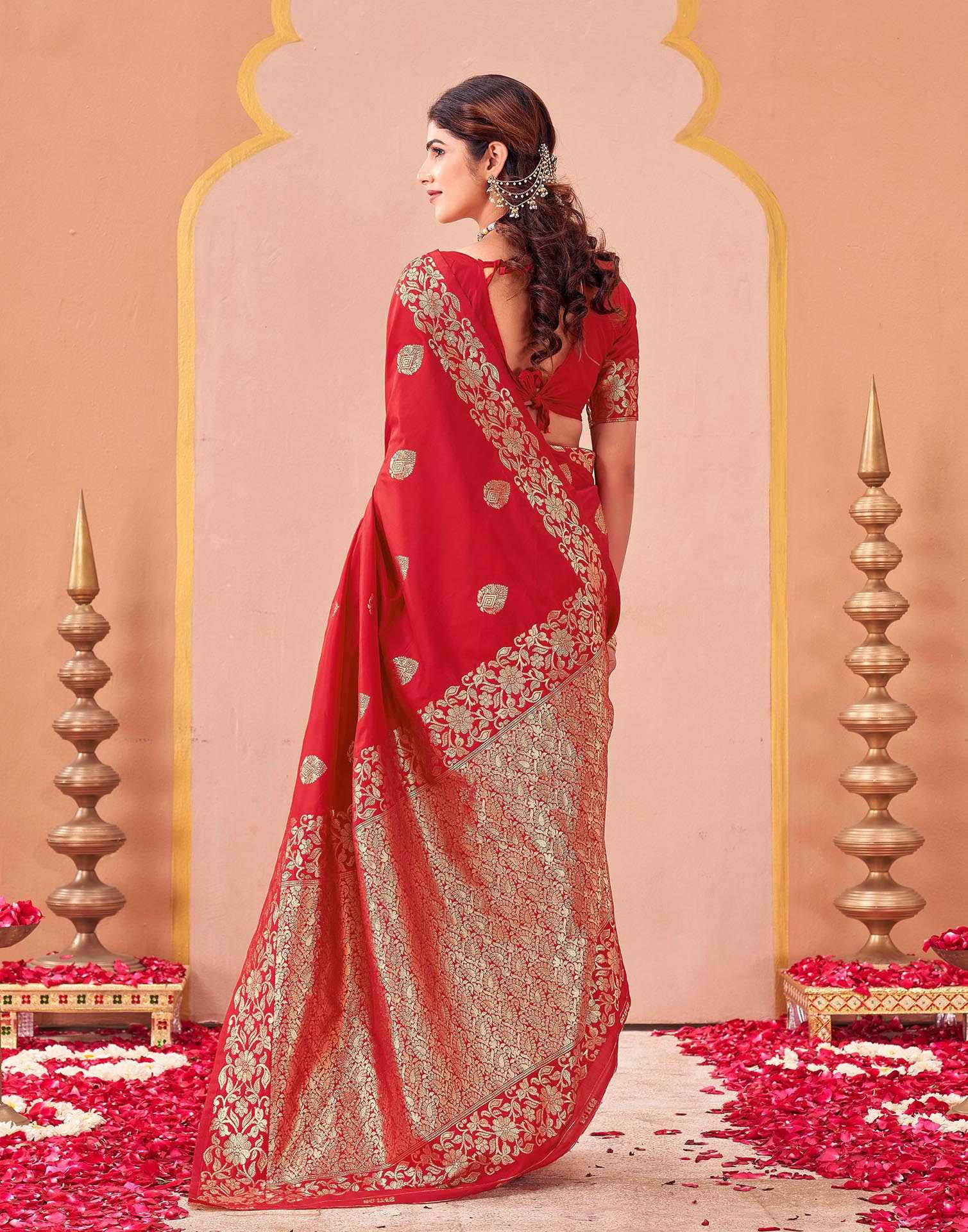 Red Silk Woven Banarasi Saree