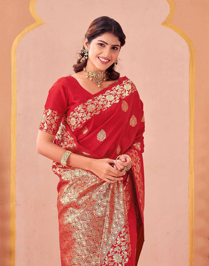 Red Silk Woven Banarasi Saree