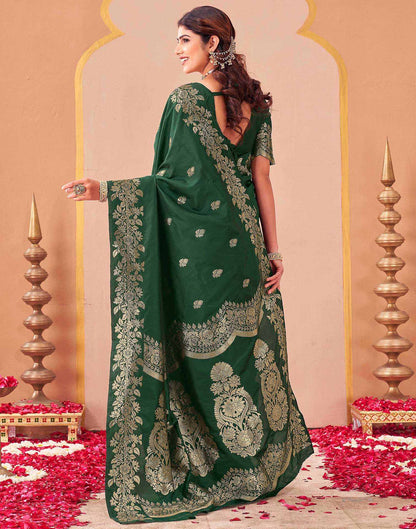 Dark Green Silk Woven Banarasi Saree