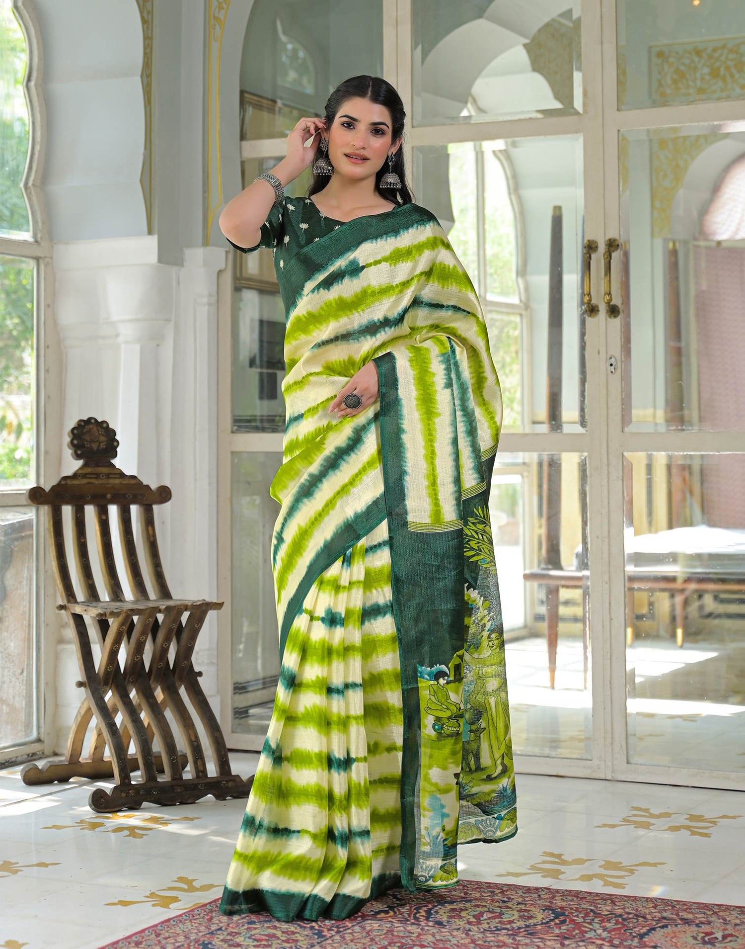 Light Green Khadi Printed Saree