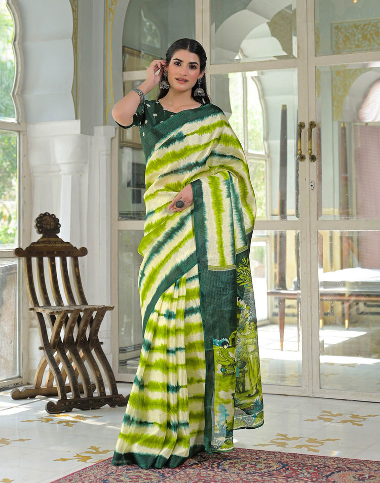 Light Green Khadi Printed Saree