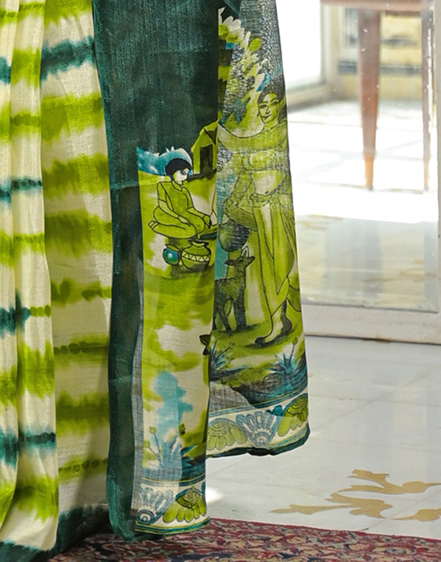 Light Green Khadi Printed Saree