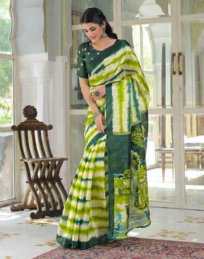 Light Green Khadi Printed Saree