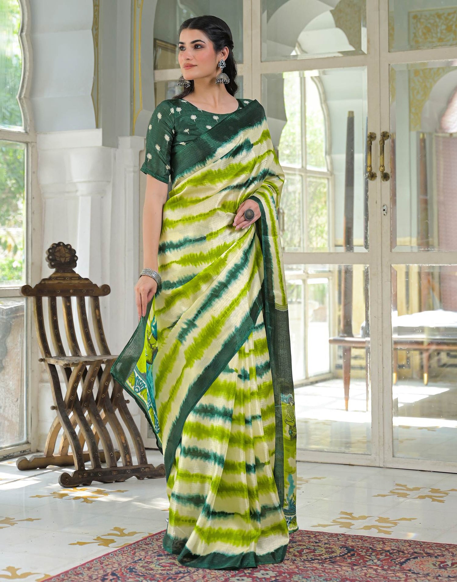 Light Green Khadi Printed Saree