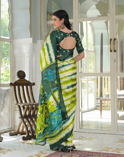Light Green Khadi Printed Saree