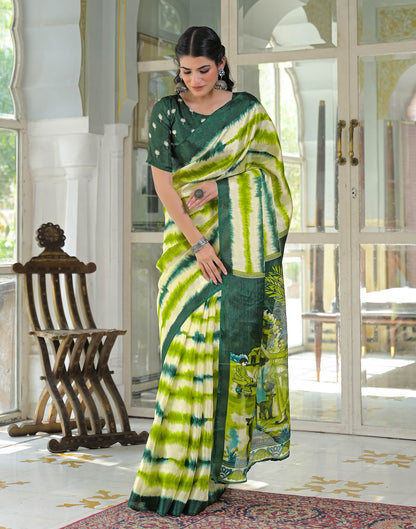 Light Green Khadi Printed Saree