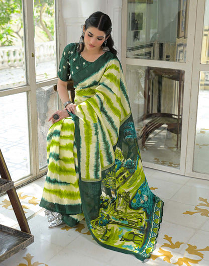 Light Green Khadi Printed Saree