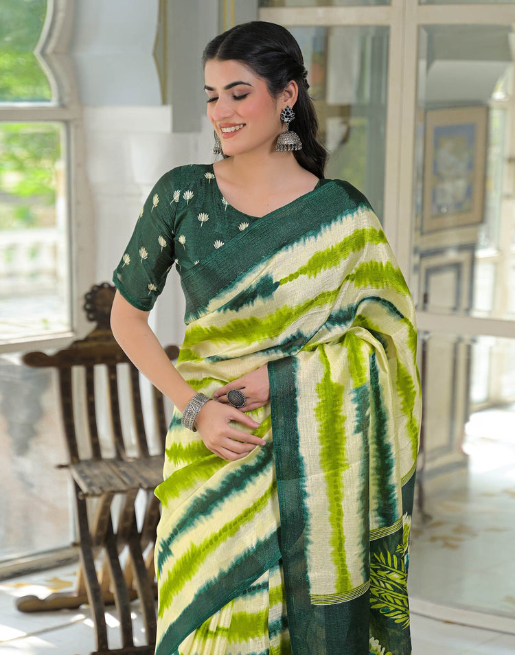 Light Green Khadi Printed Saree