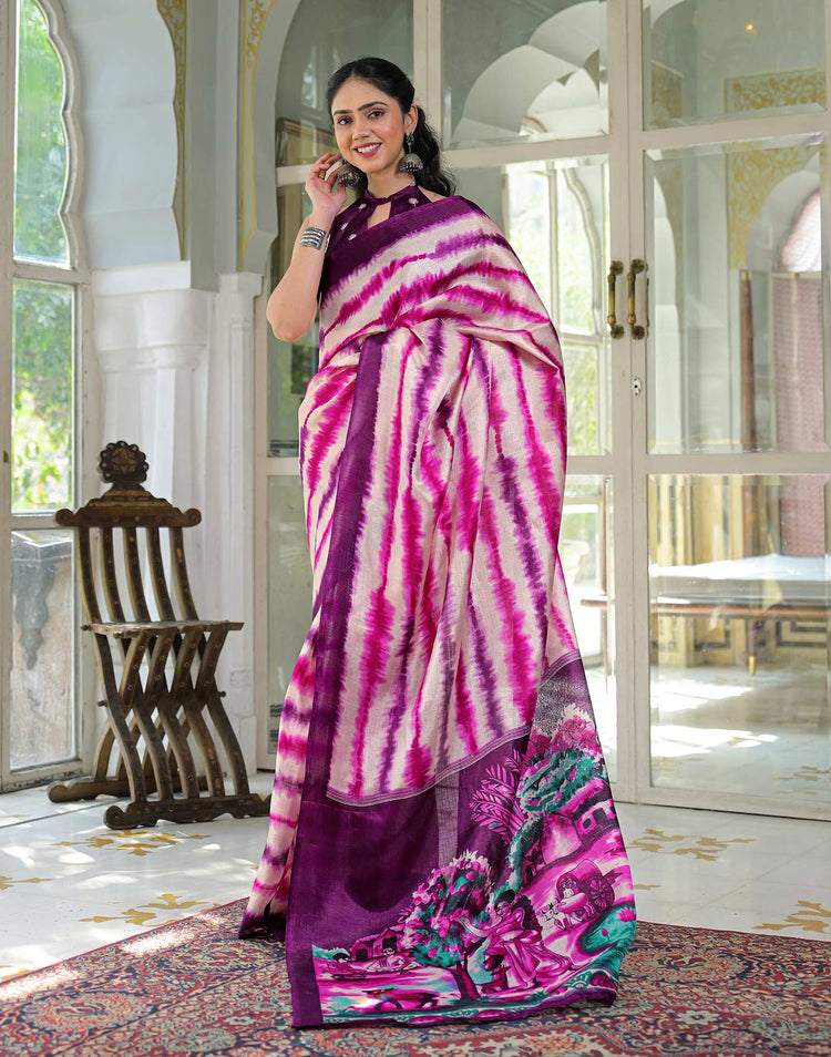 Pink Khadi Printed Saree