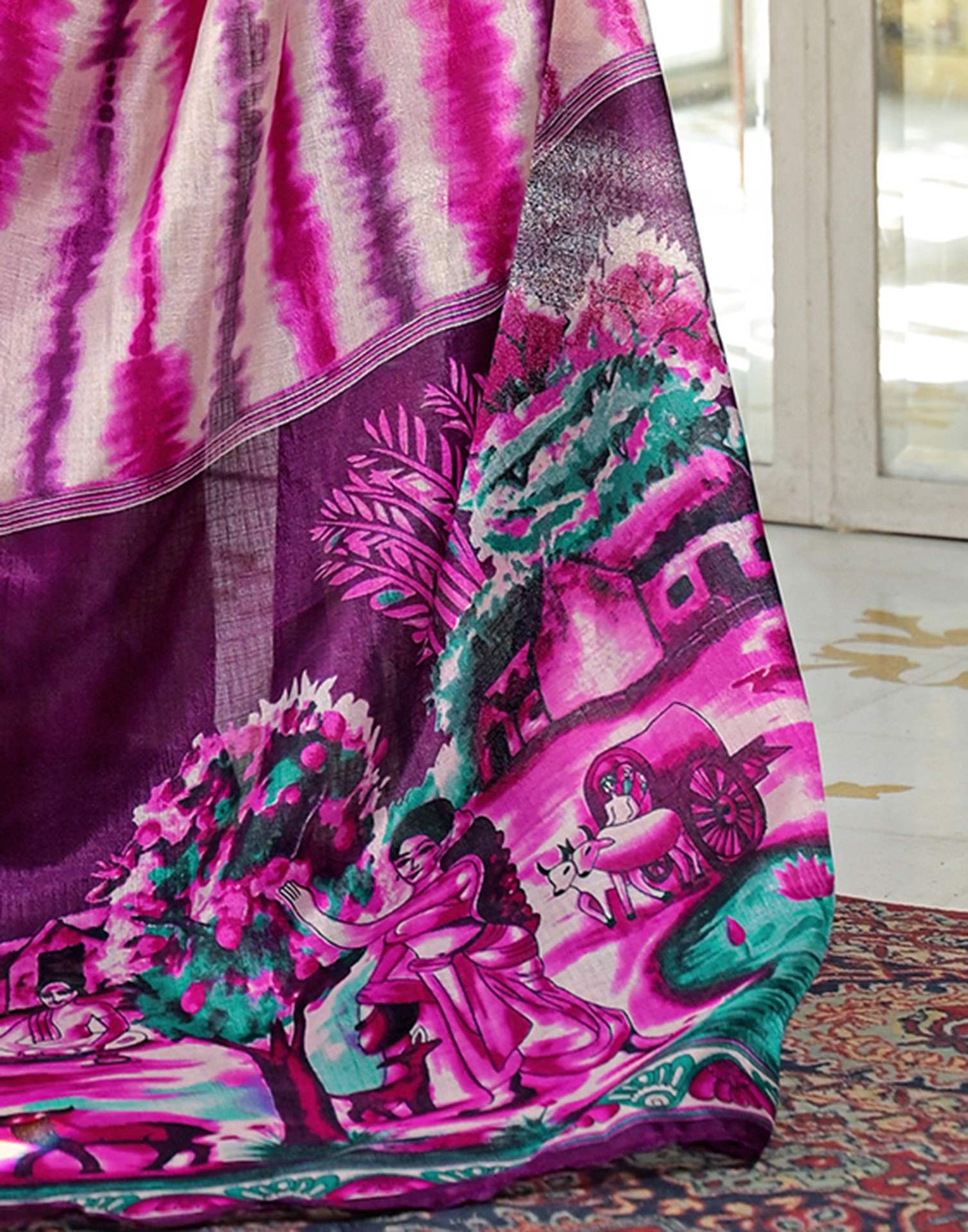 Pink Khadi Printed Saree