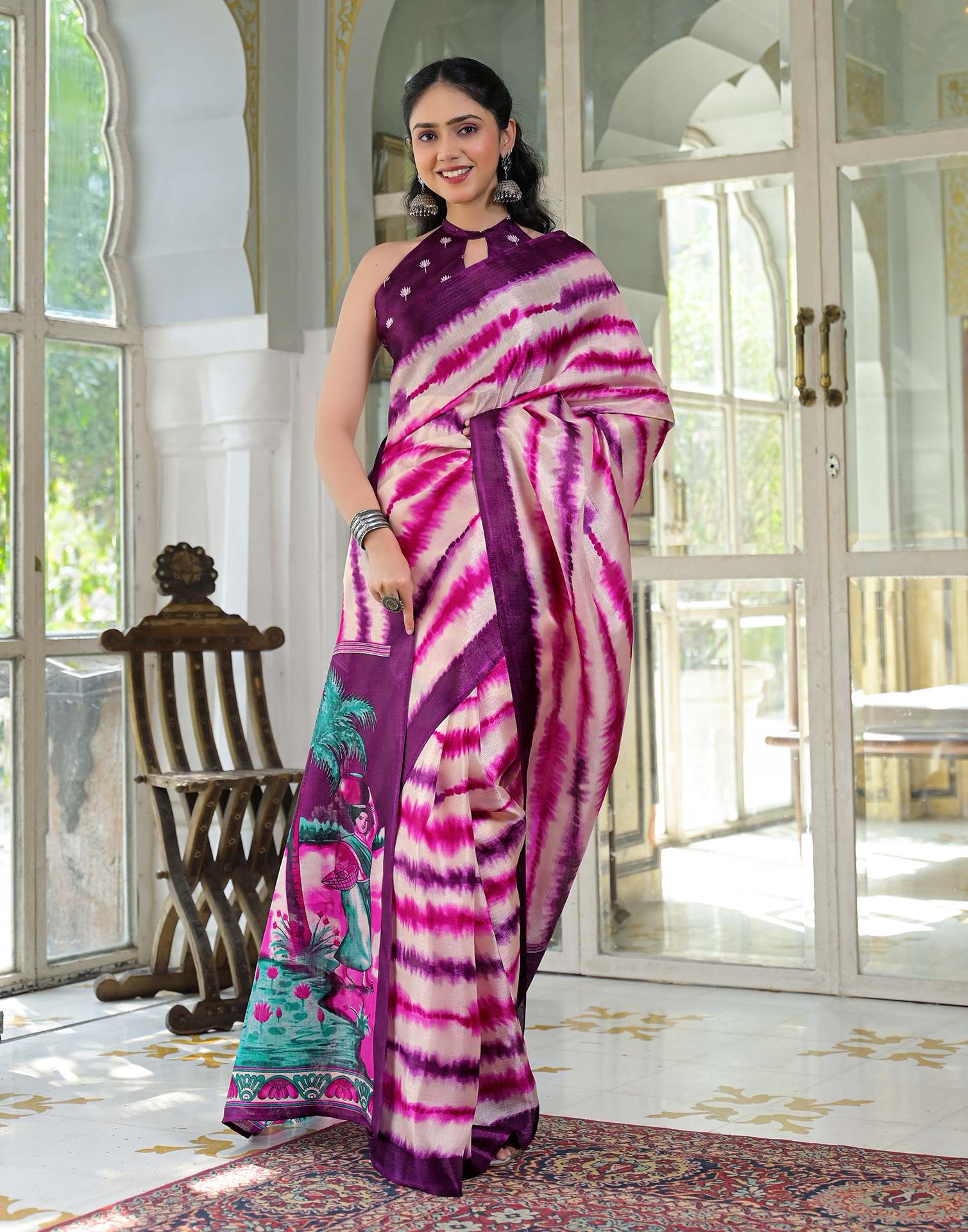Pink Khadi Printed Saree