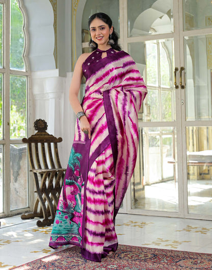 Pink Khadi Printed Saree