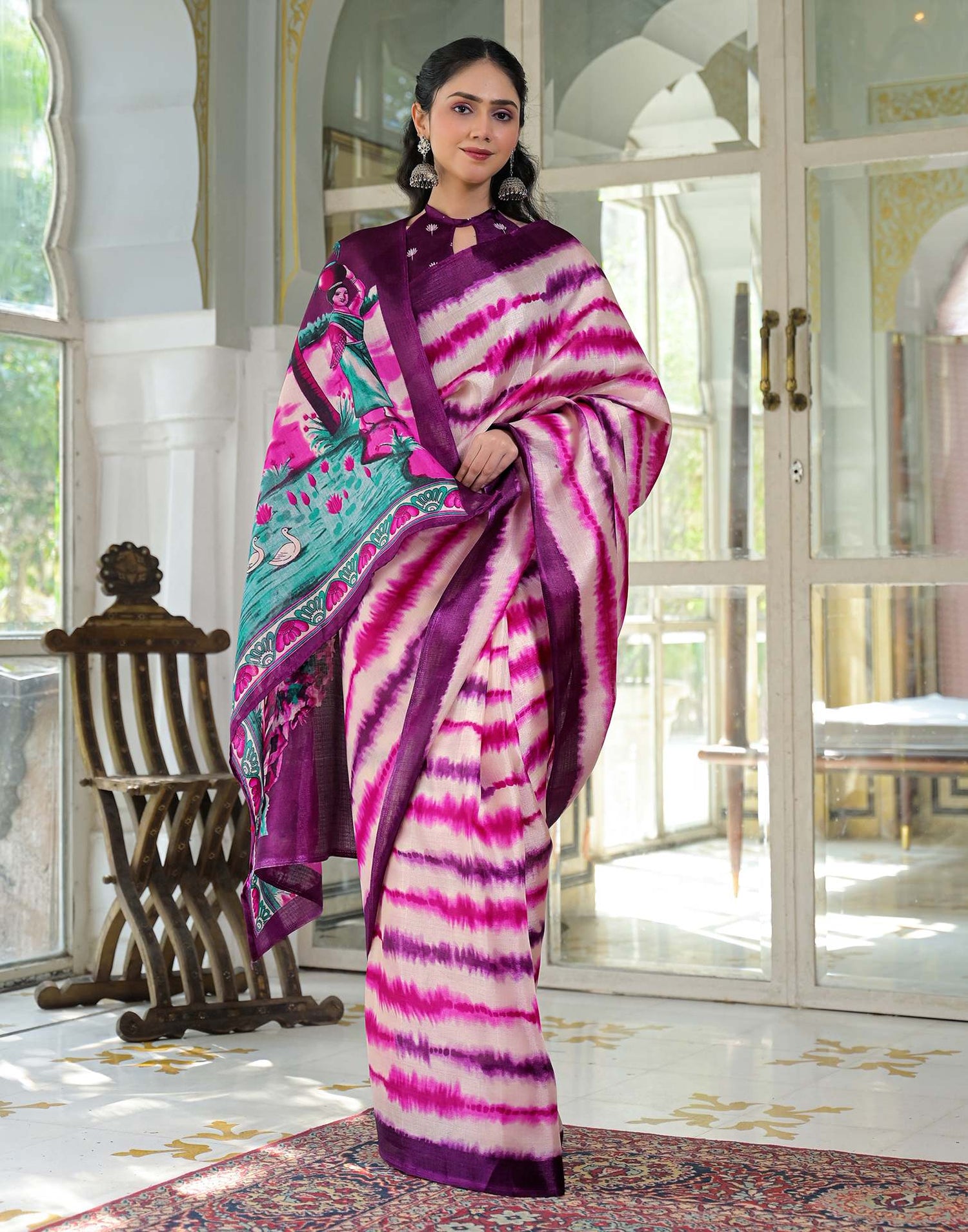 Pink Khadi Printed Saree