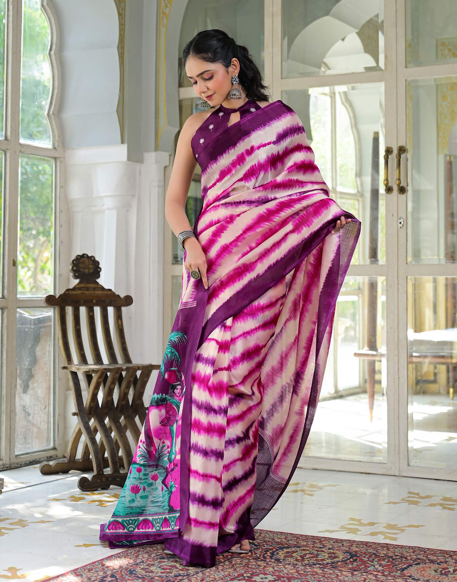 Pink Khadi Printed Saree