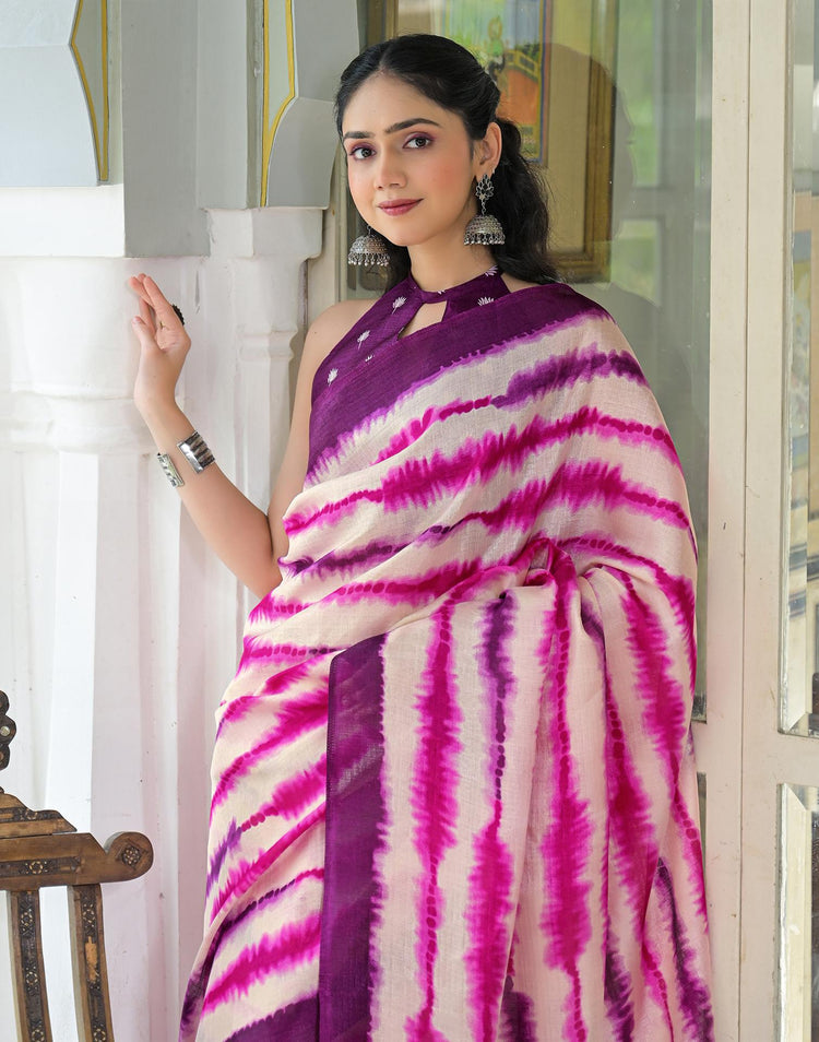 Pink Khadi Printed Saree