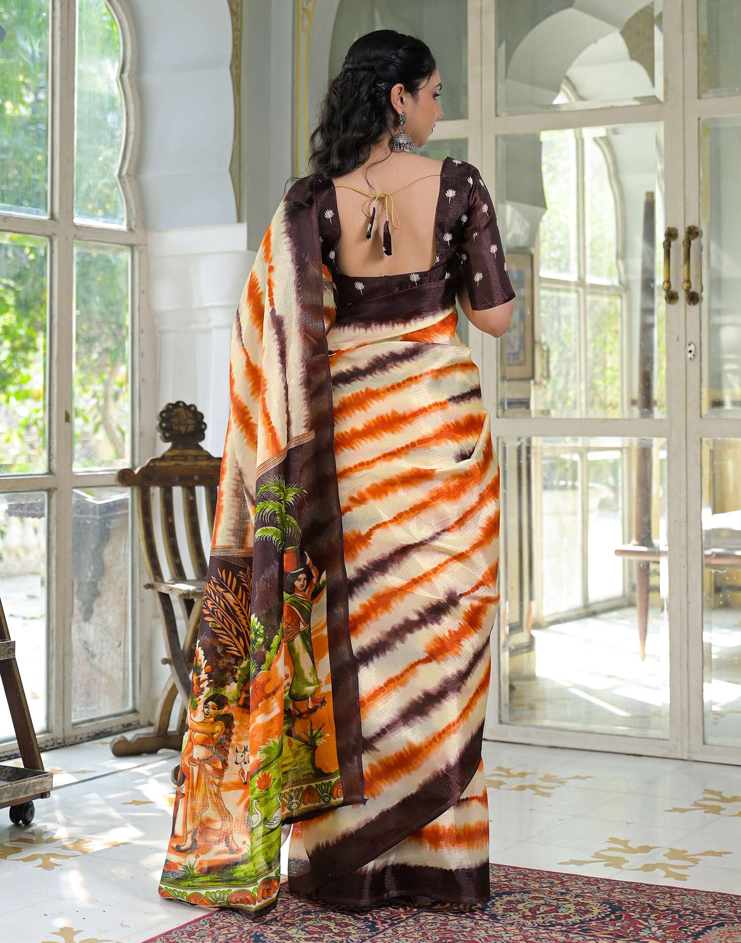 Off White Khadi Printed Saree