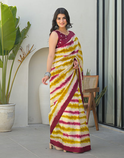 Mustard Yellow Khadi Printed Saree