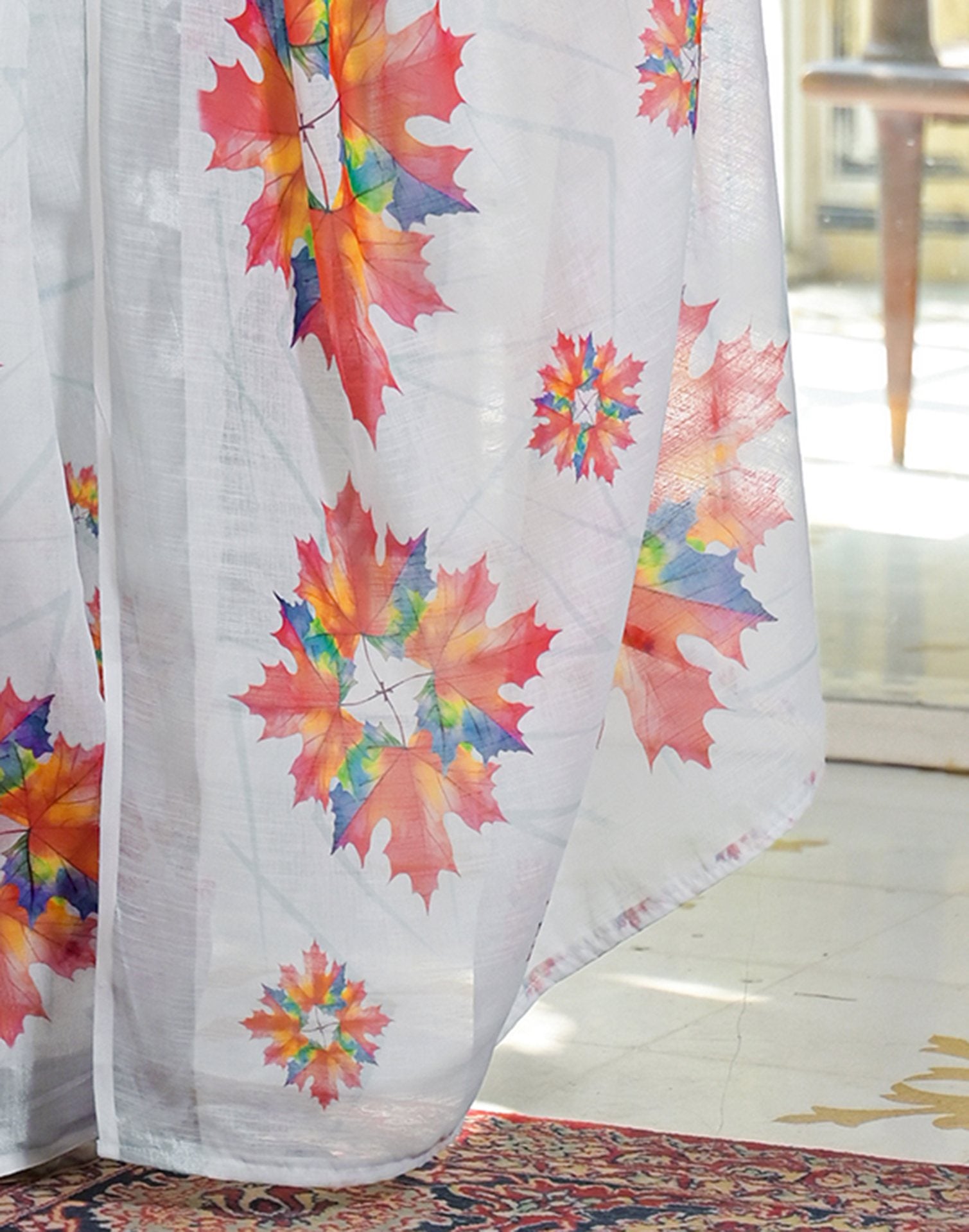 White Linen Floral Printed Saree