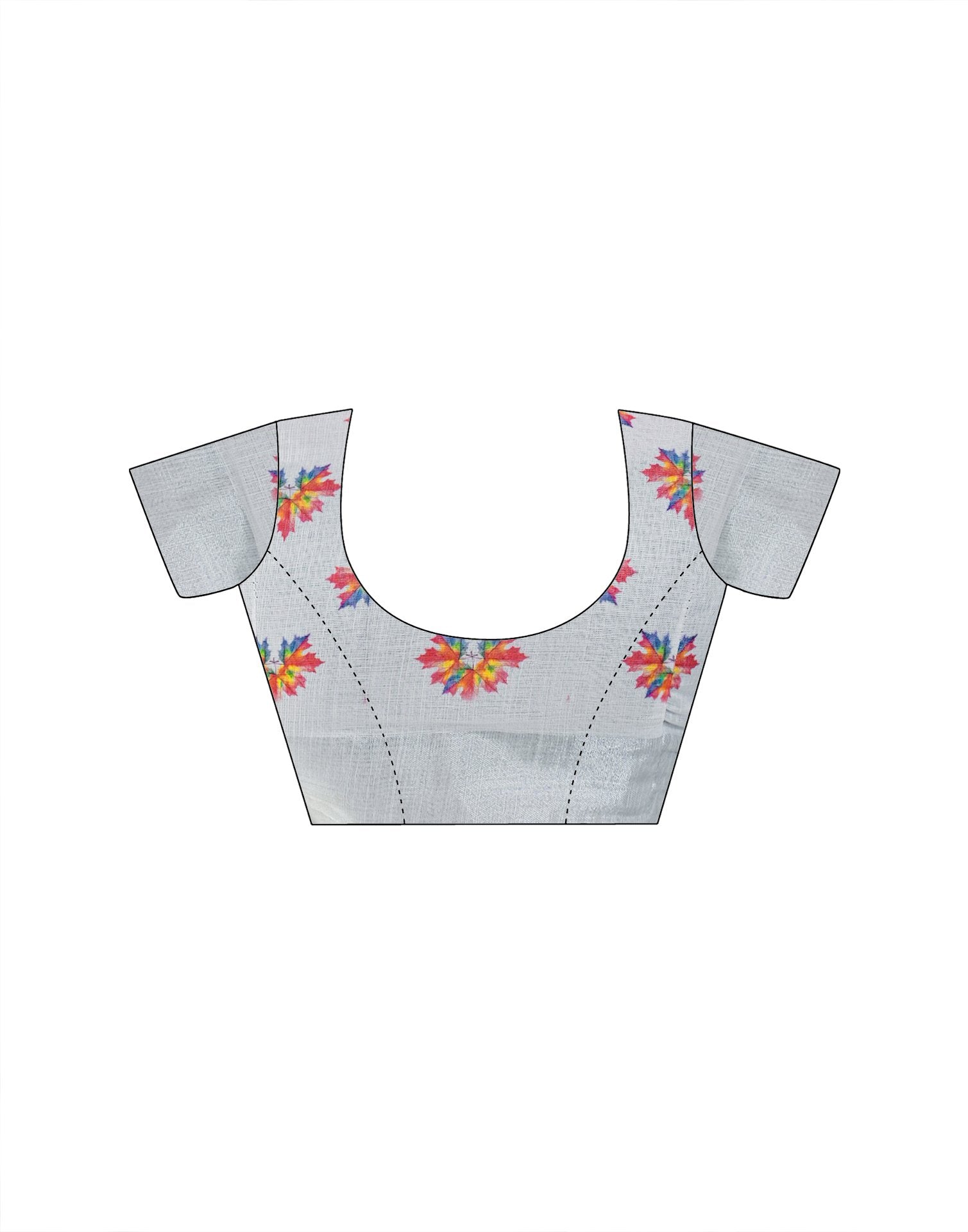 White Linen Floral Printed Saree